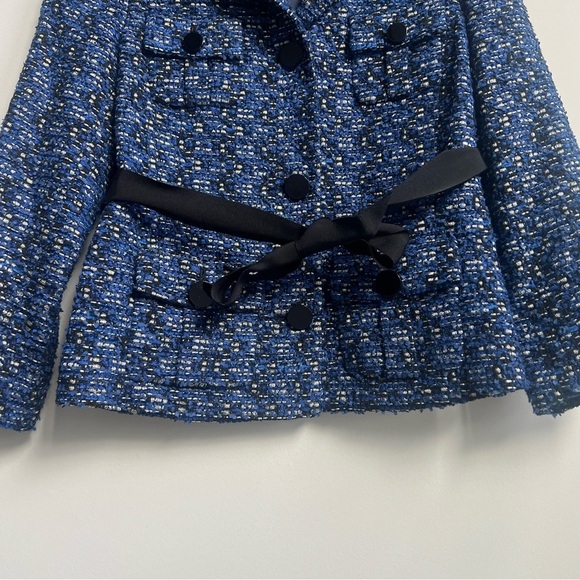 Kate Spade TAVI Jacket Rendezvous Blue Tweed Boucle Silver Lining Tinsel Tweed 4 - Picture 7 of 15